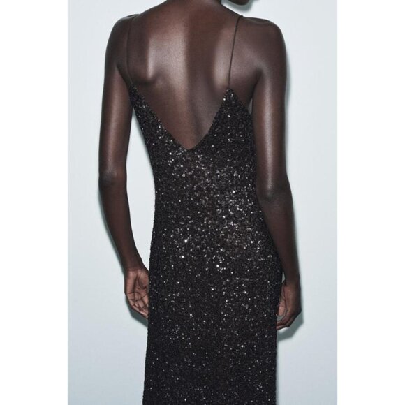 ZARA ZW COLLECTION LIMITED EDITION SEQUIN MAXI DRESS - Picture 3 of 7